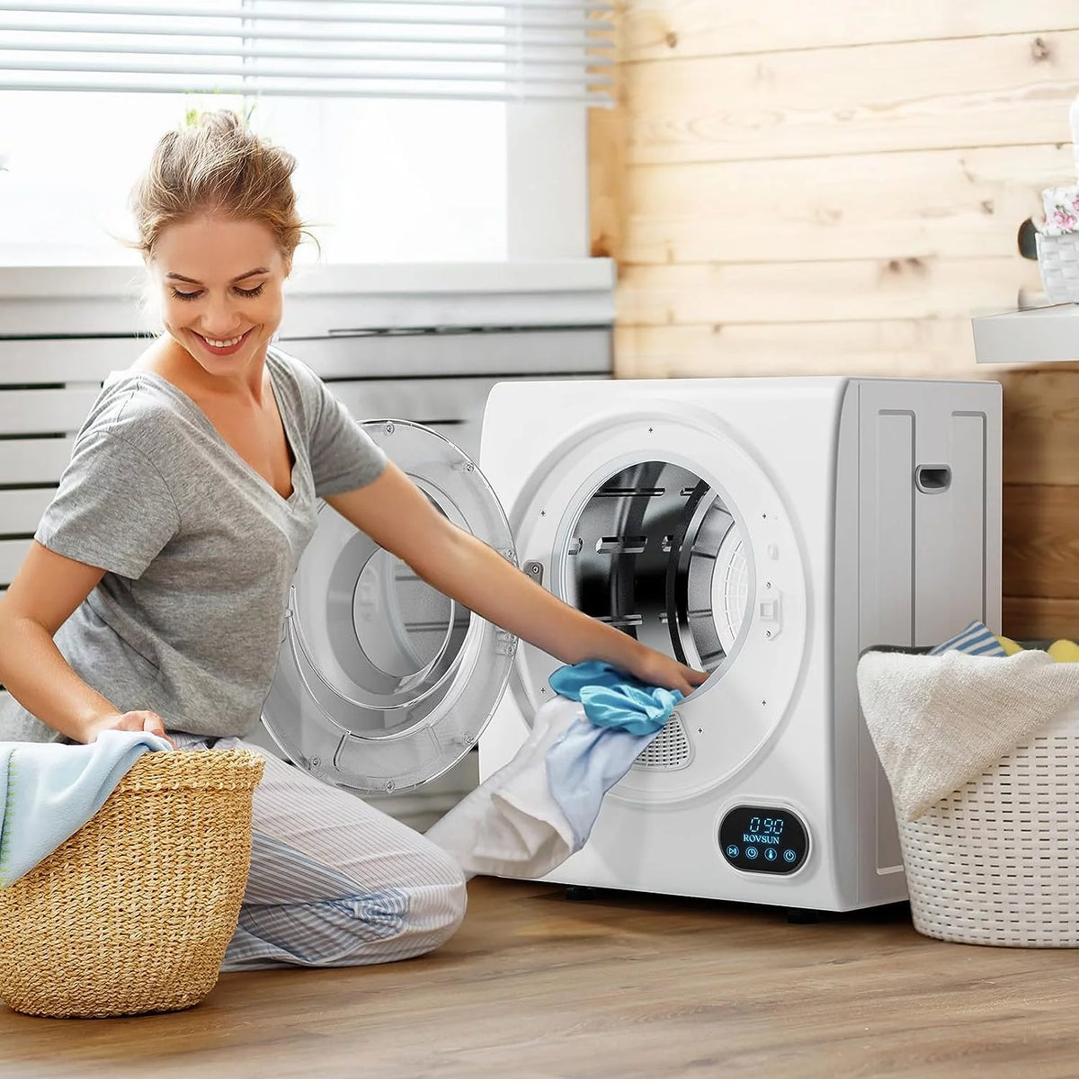 Portable 110V Front Load Laundry Dryer with Stainless Steel Tub B475871