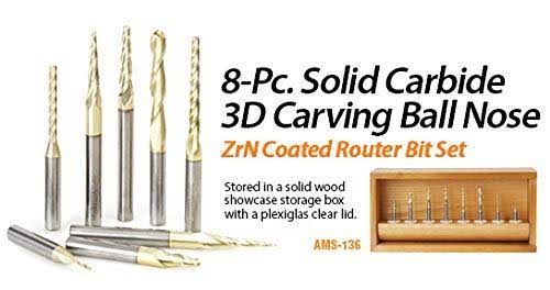 3-Pc CNC 2D/3D Carving Ball Nose Router Bit V131