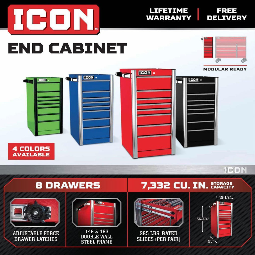 19 in. End Cab, Red Q6129