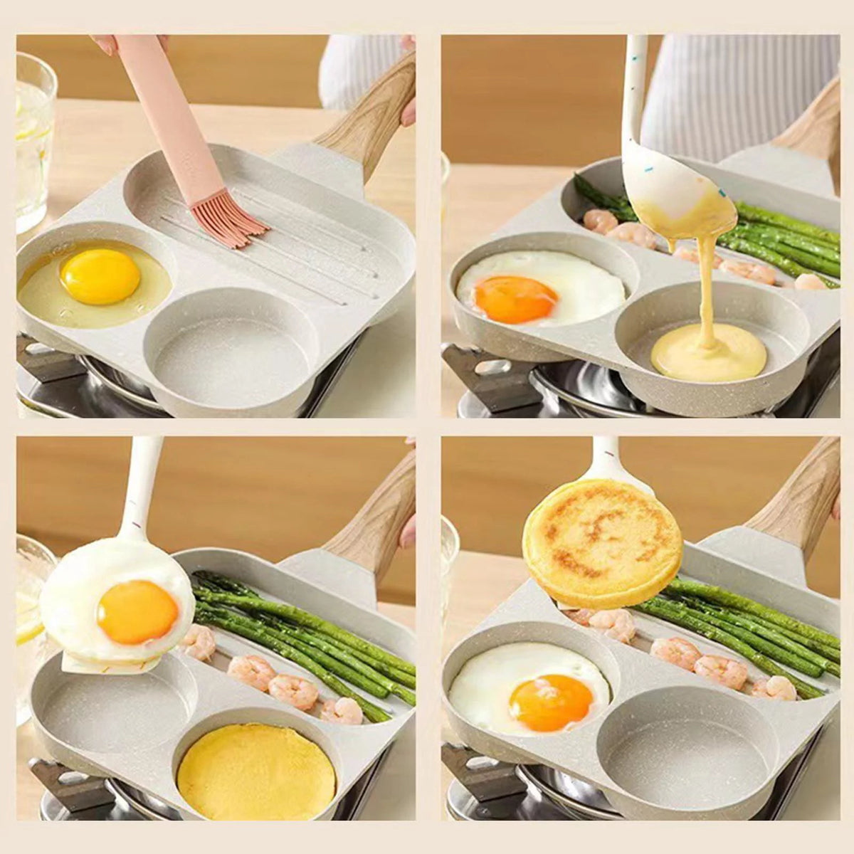 Divided Frying Grill Pan with Ergonomic Handle U4794