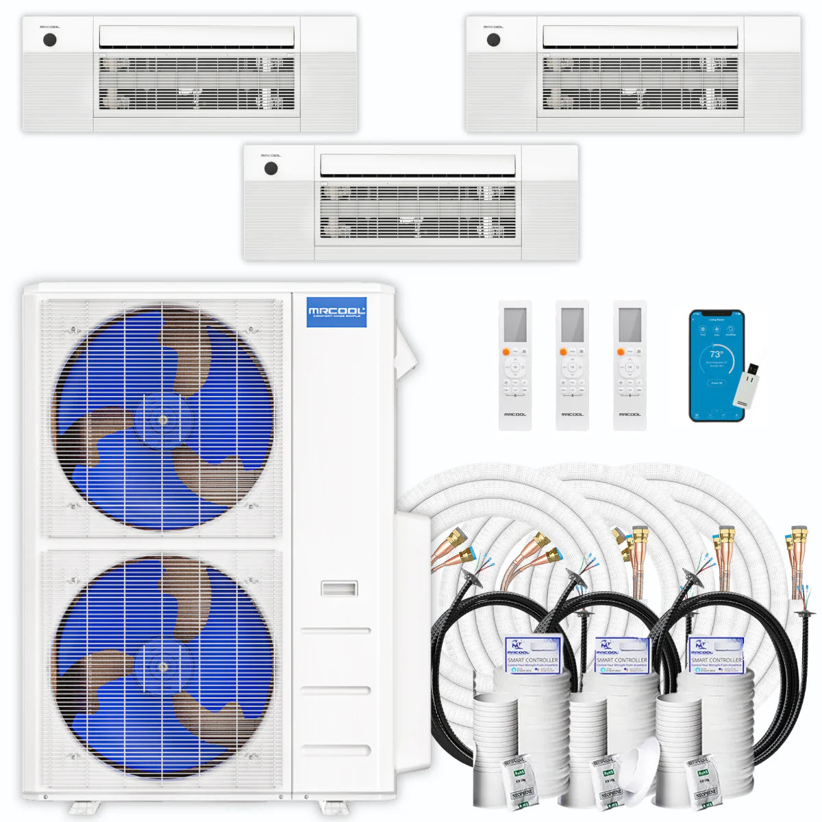 48,000 BTU 3 Zone Ceiling Cassette Ductless Air Conditioner and Heat Pump N423