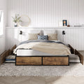Queen Size Metal Platform Bed Frame with 4 Storage Drawers Q181911