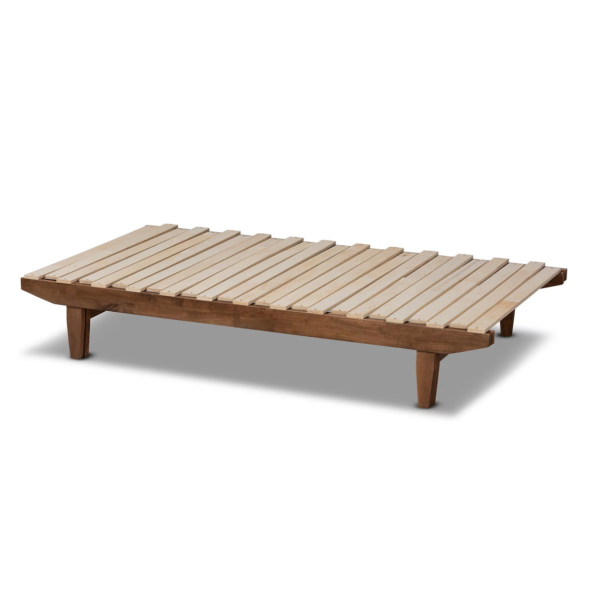 Twin Walnut Rubberwood Expandable Platform Bed Frame L2727