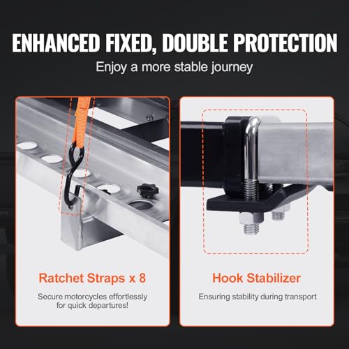 2-Bike 600 LBS Aluminum Motorcycle Hitch Mount Carrier with Ramp P725