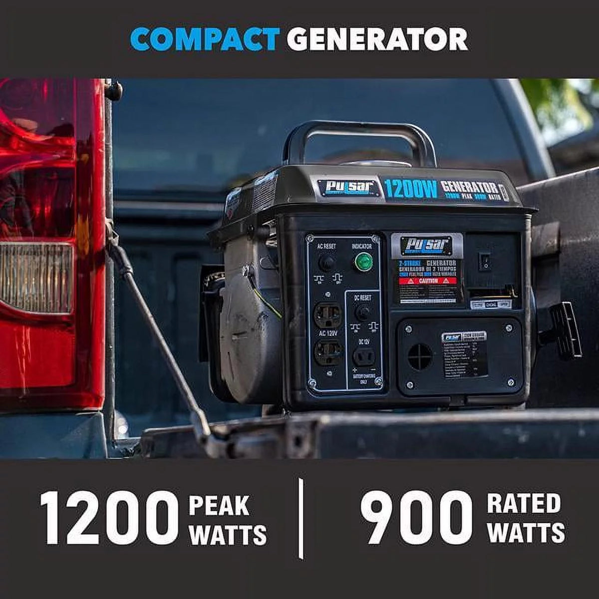 Portable Gas-Powered Generator with Carrying Handle, 1200W, Black/Gray I6065