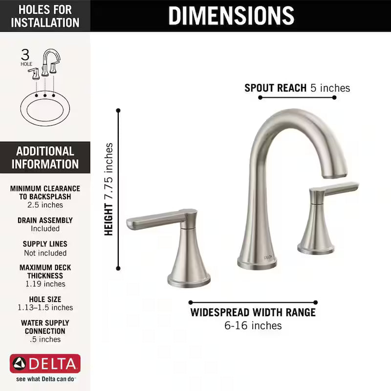 8 in. Widespread Double Handle Bathroom Faucet Brushed Nickel T654