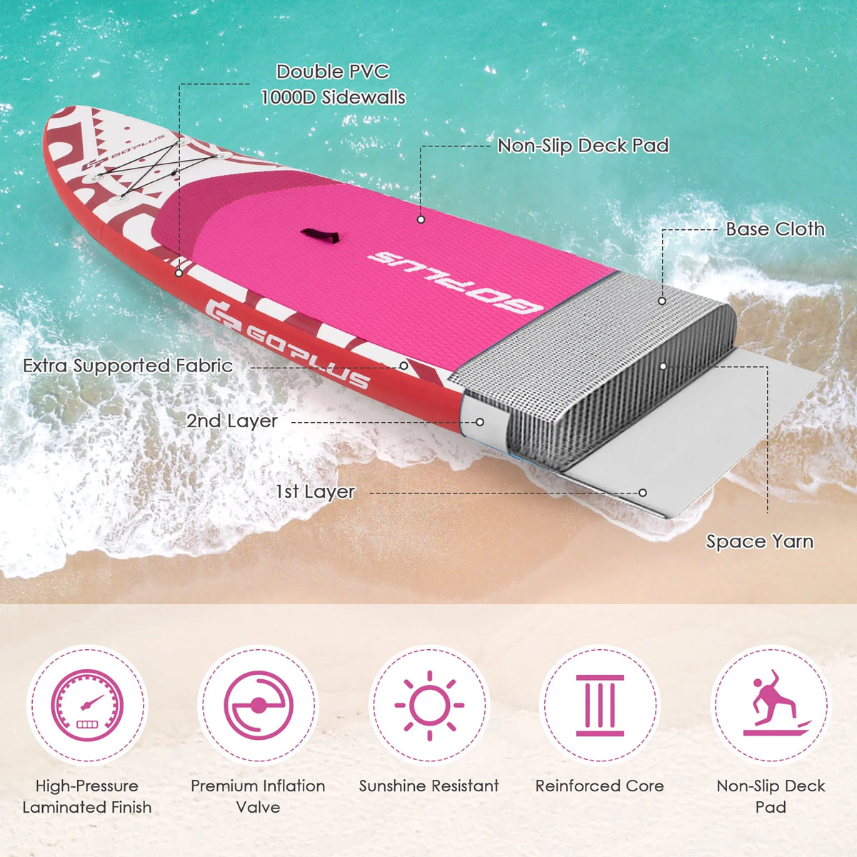 10.5' Inflatable Stand Up Paddle Board with Carry Bag D462226