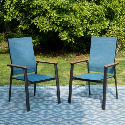 Beige Lightweight Aluminum Textilene Stackable Dining Chairs Set of 6 I40812