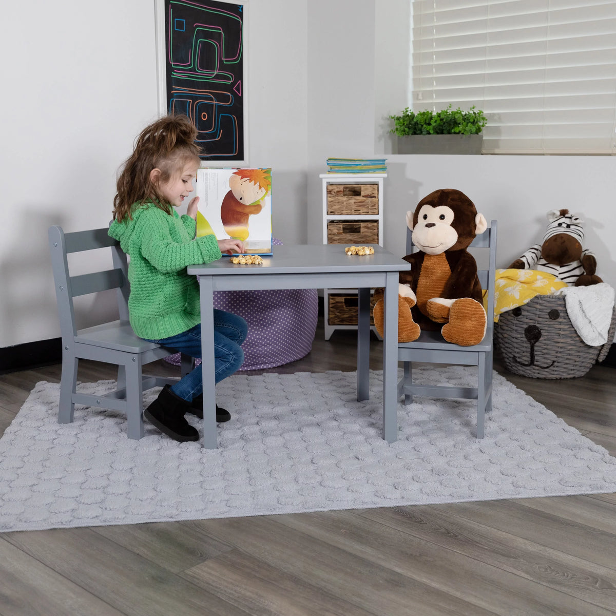 Gray 3 Piece Kids Table and Chair Set Z179