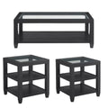 3 Piece Coffee Table and 2 End Tables in Black Y464