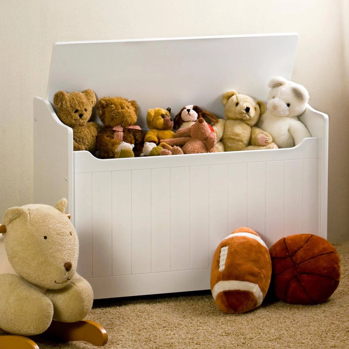 Wood Storage Bench in White Q3175