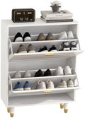 White Slim Shoe Cabinet with Doors I4309