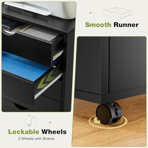 Black 7 Drawer Wood Dresser with Wheels N70980