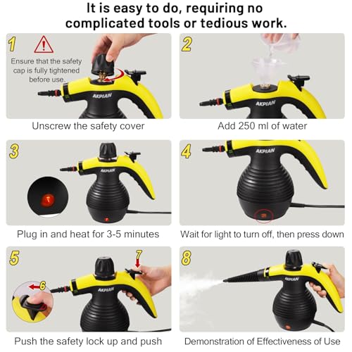 Handheld Multipurpose Steam Cleaner with Safety Lock and 10 Accessory Kit W9958