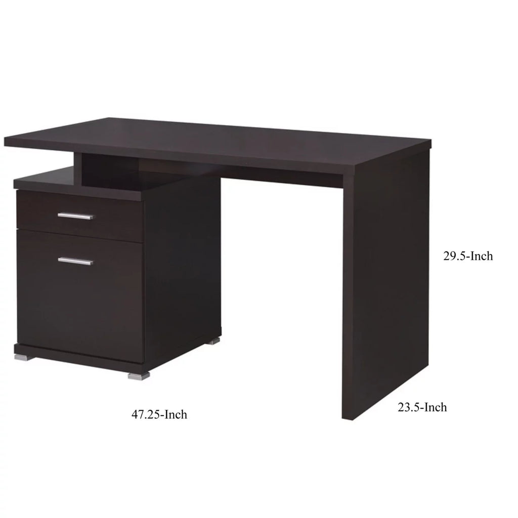2-drawer Office Desk with Cabinet Cappuccino Q93786