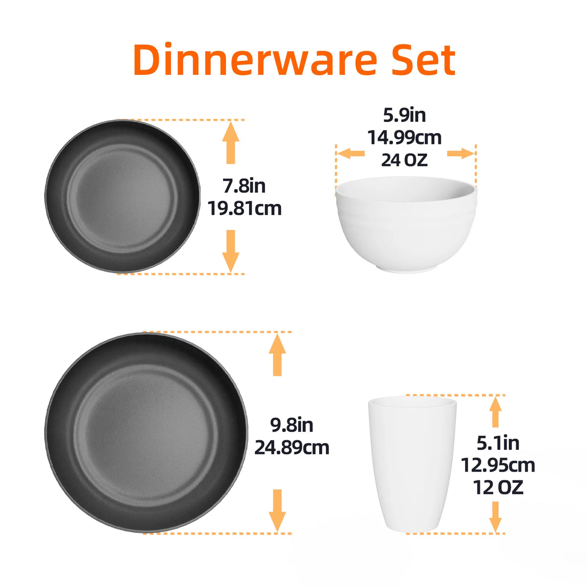 Wheat Straw Dinnerware Set for 8, 32 Pc Plastic Plates and Bowls H22182