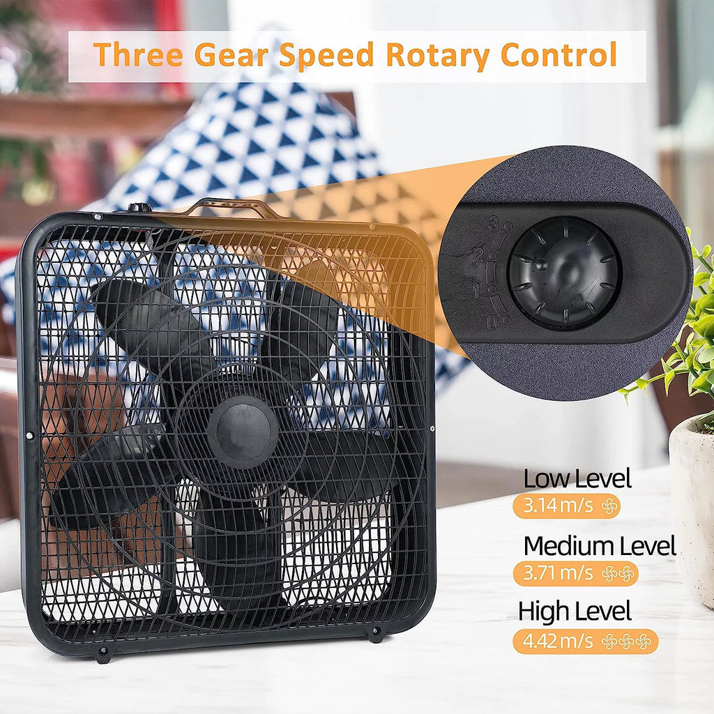 20" 3-Speed Black Box Fan K412515