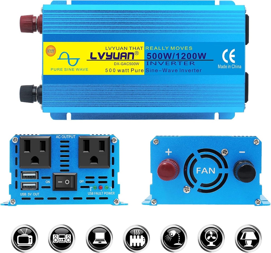 2500W Pure Sine Wave Power Inverter DC 12V to 110V AC L311844