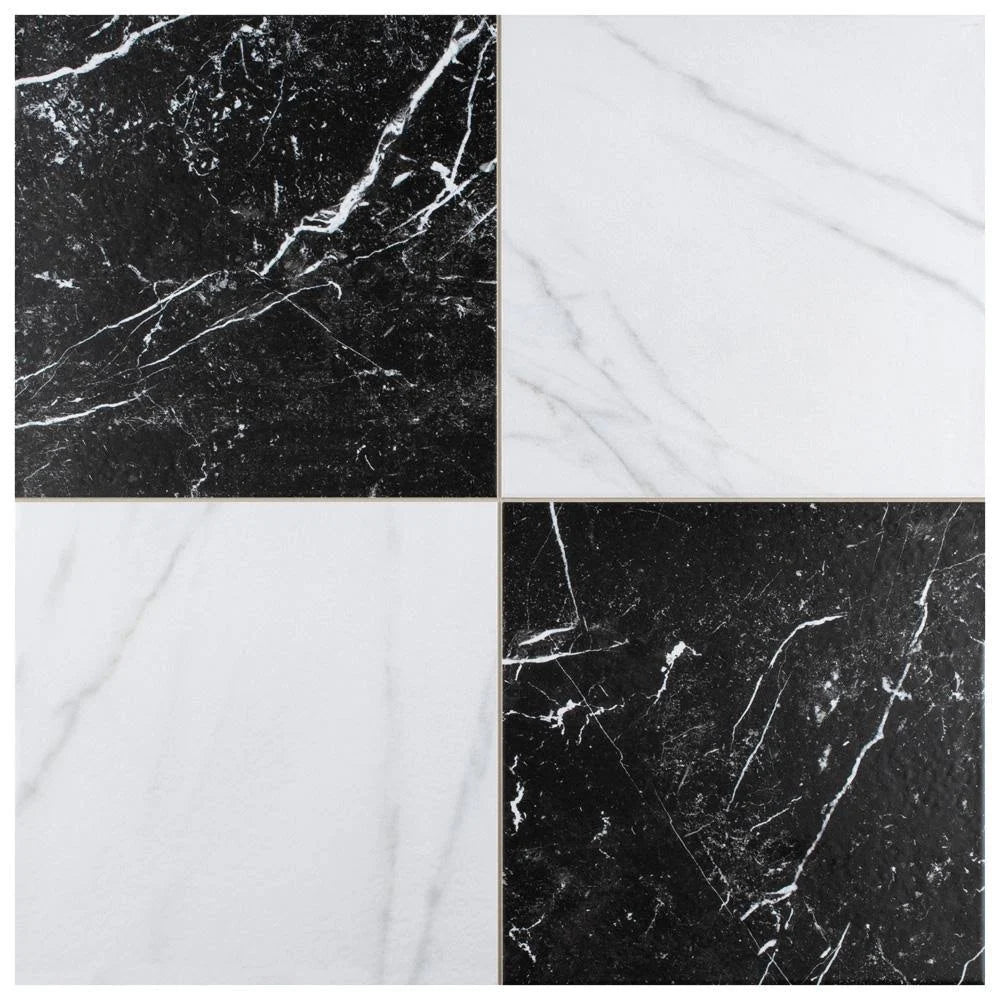 Black and White Porcelain Floor and Wall Tile L7865