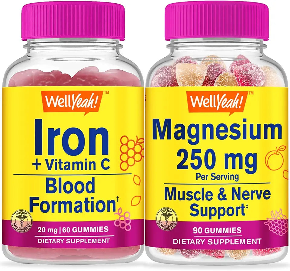 Iron+Vitamin C + Magnesium Citrate 250mg Gummies Bundle Y183956