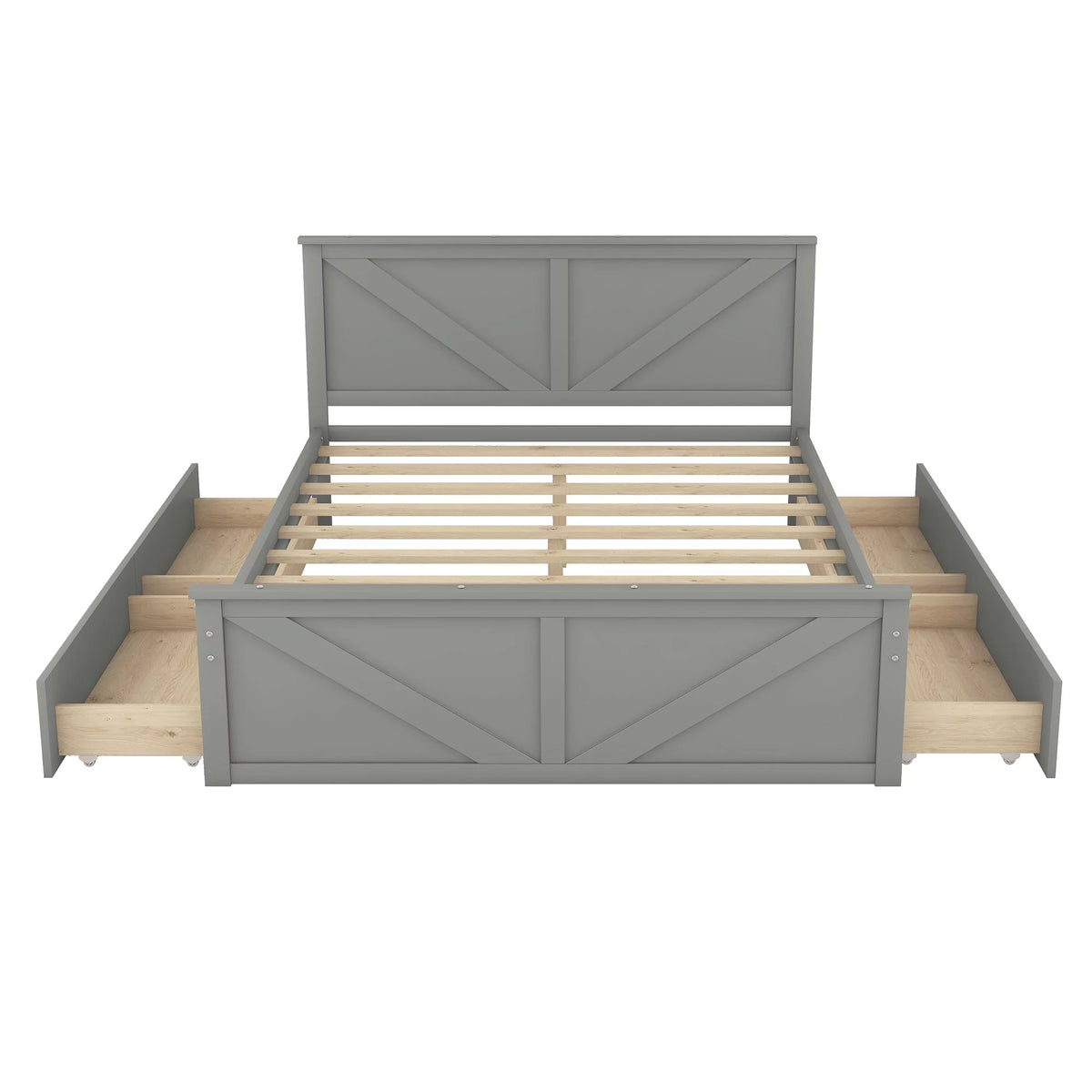 Wood Queen Bed Frame with 4 Storage Drawers G245