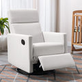 Beige Upholstered Swivel Rocker Recliner Chair D2453