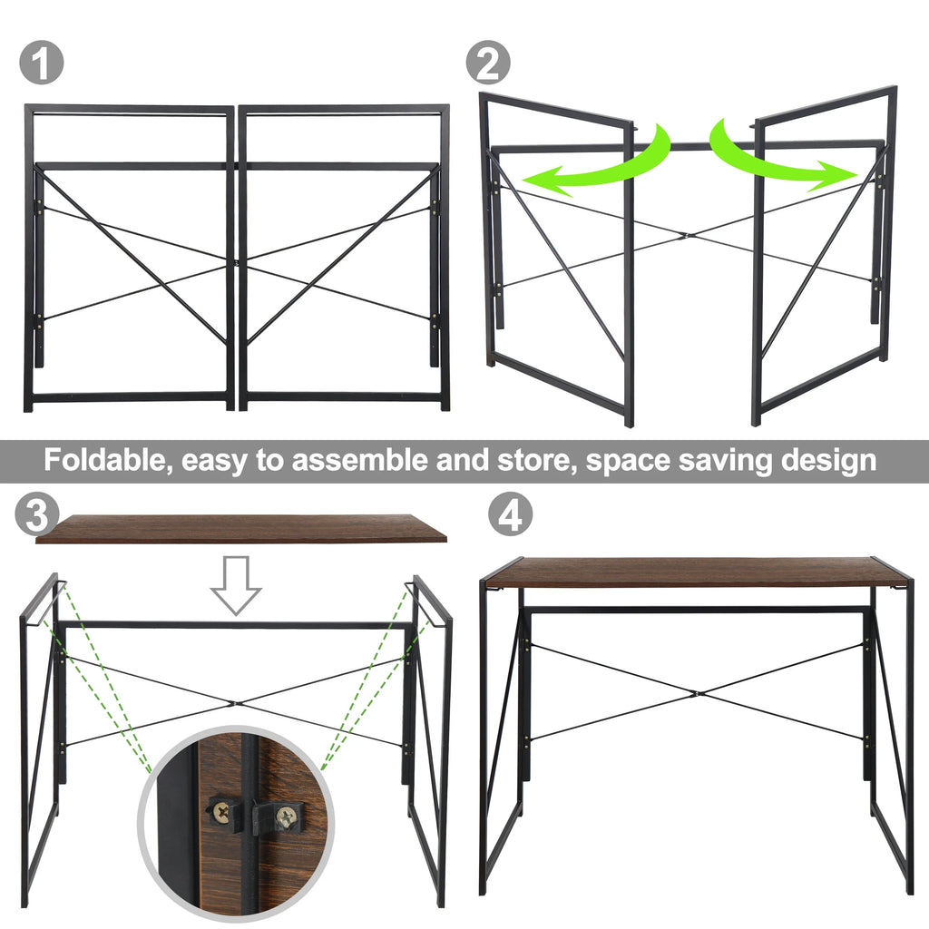 39 inch Folding Computer Desk Brown P51662