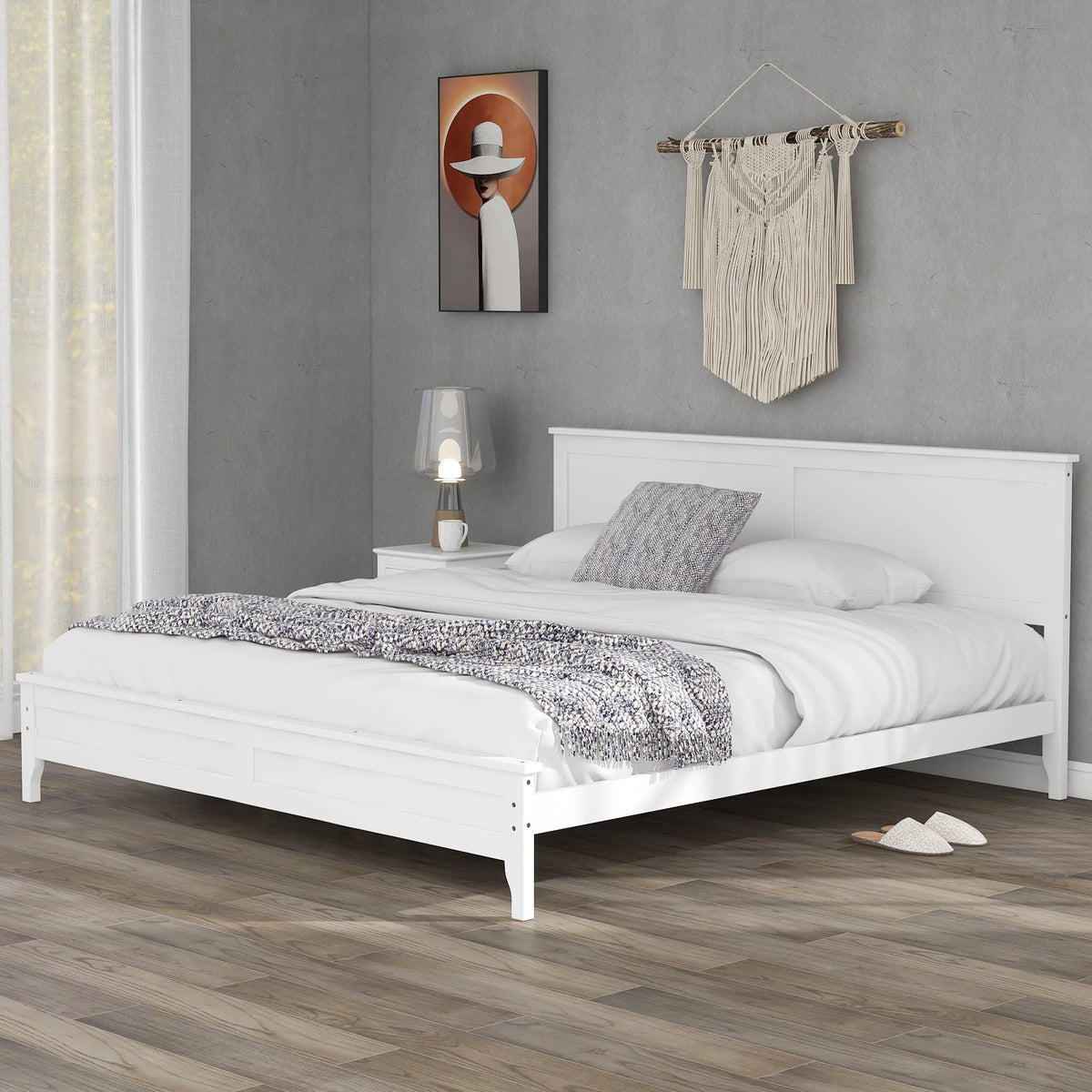 Solid Wood King Platform Bed J615