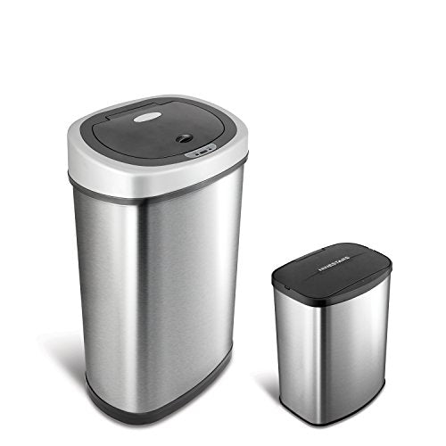 Automatic Touchless Infrared Motion Sensor Trash Can Combo Set, 13 Gal & 2 Gal Stainless Steel M81768