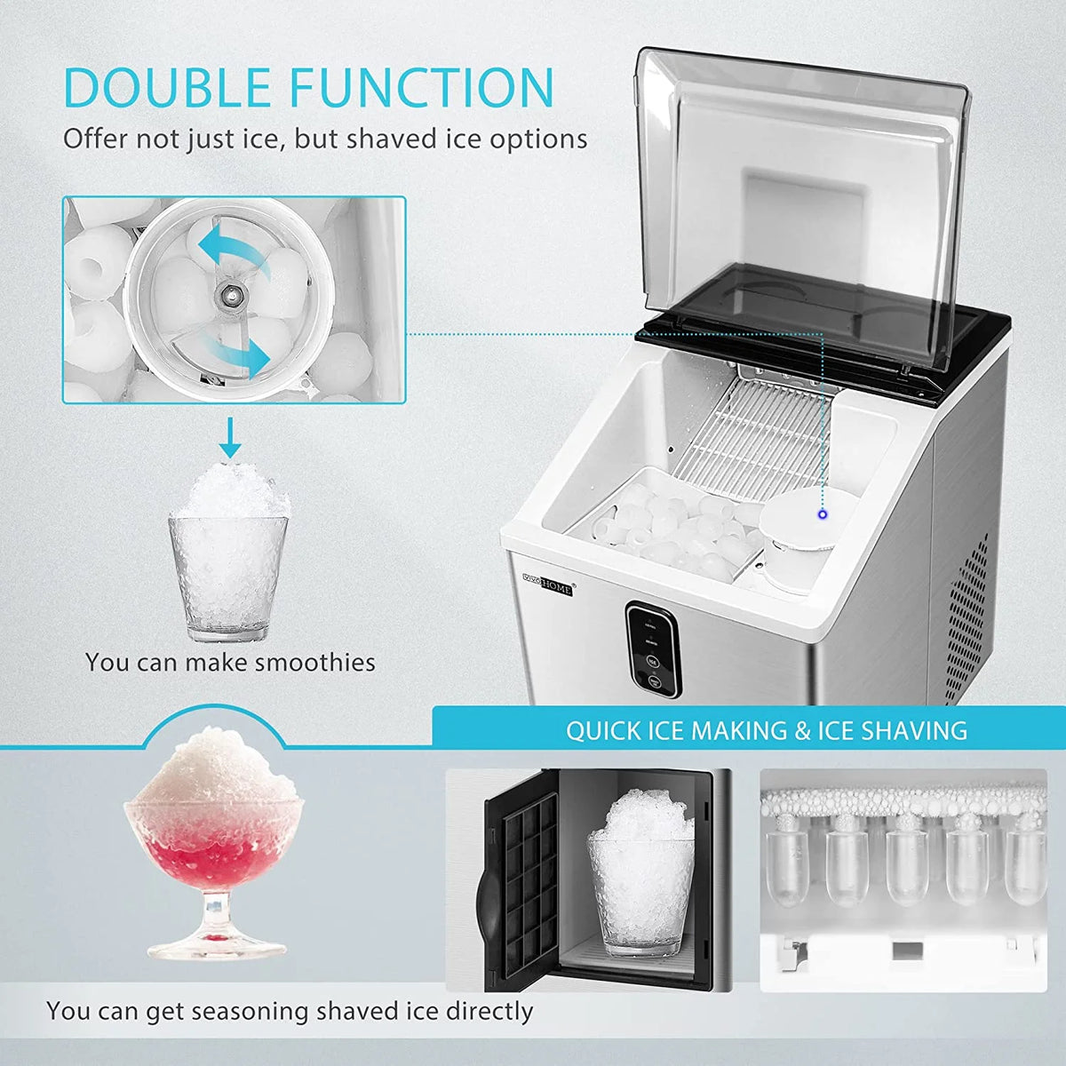 2 in 1 Countertop Ice Maker & Ice Shaver Machine M3427