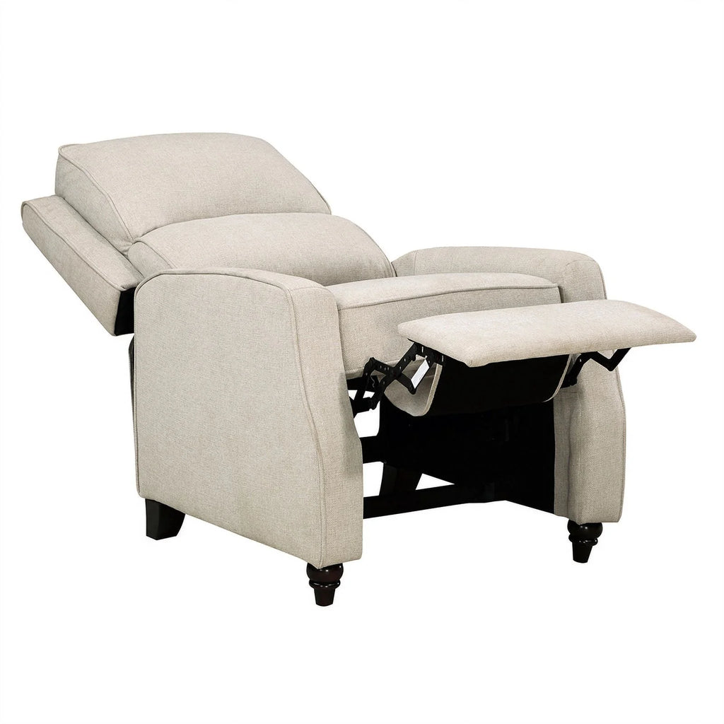 Beige Upholstered Fabric Push Back Recliner J1350