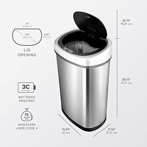 Automatic Touchless Infrared Motion Sensor Trash Can Combo Set, 13 Gal & 2 Gal Stainless Steel M81768