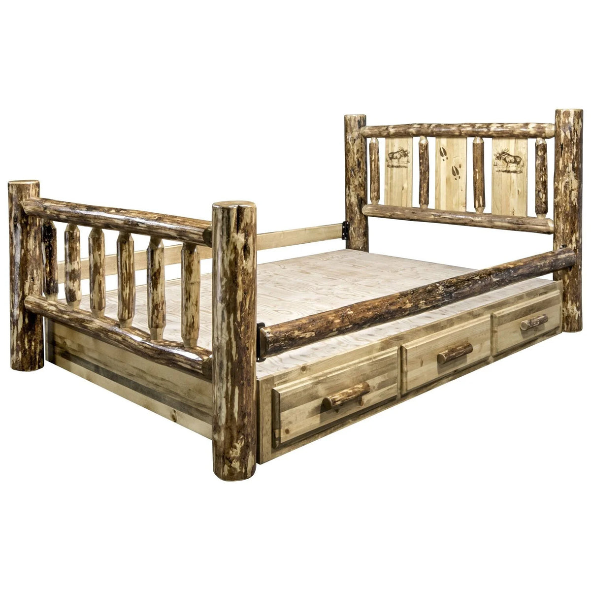 Brown California King Wood Storage Bed M96501