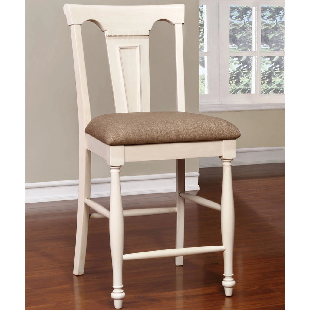 Upholstered Fabric Counter Height Dining Chairs Set of 2 White U4339