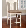 Upholstered Fabric Counter Height Dining Chairs Set of 2 White U4339