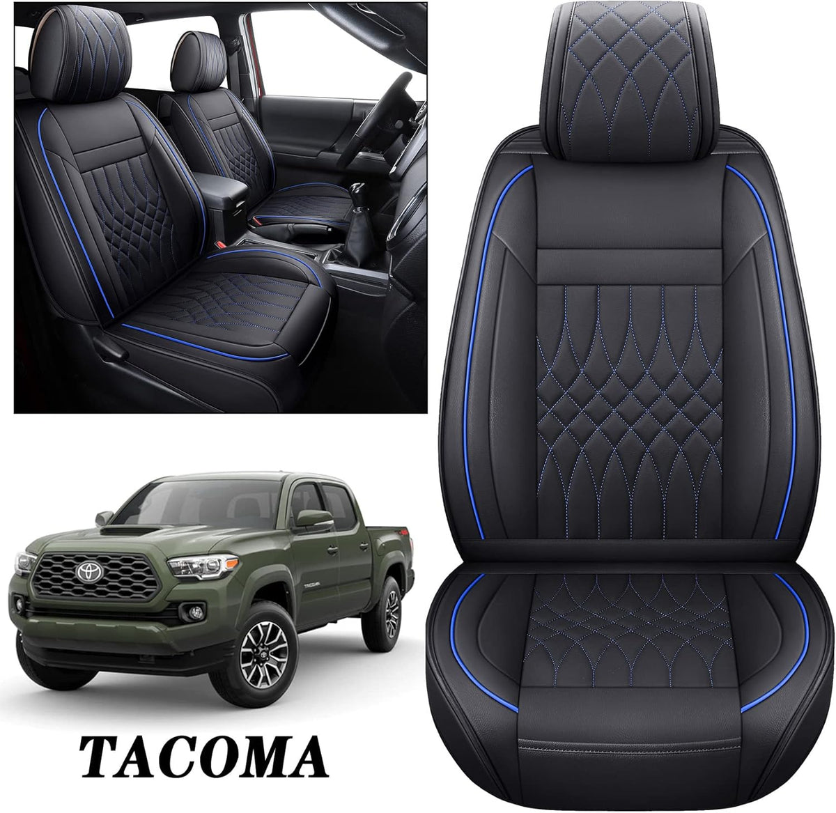 Toyota Tacoma Seat Covers 2005-2022 Crew Double Cab Pickup Airbag Compatible 5 PCS Full Set W292700