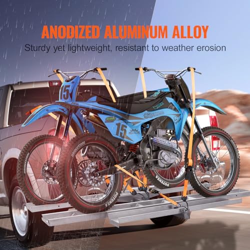 2-Bike 600 LBS Aluminum Motorcycle Hitch Mount Carrier with Ramp P725