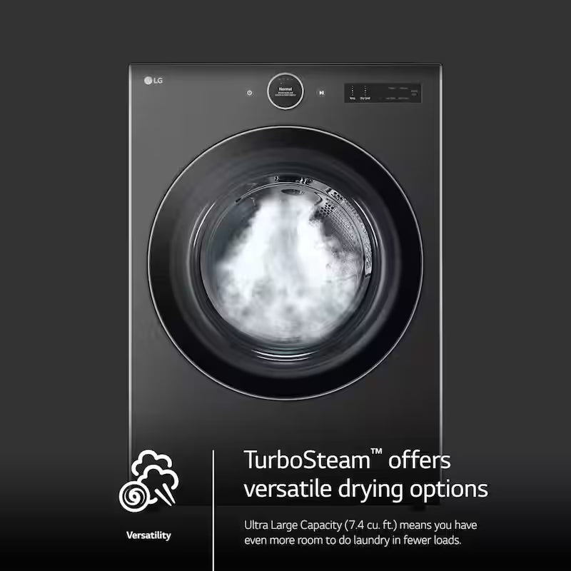 Black Steel Electric Dryer with TurboSteam D46938