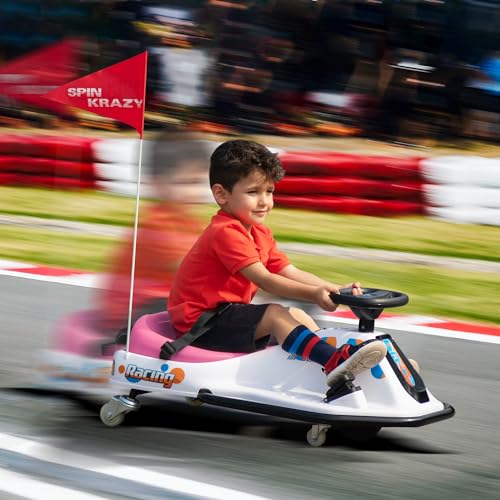 24V Electric Go Kart for Kids, Up to 7.5 mph, Brushless Motor, Pink-White Z736740