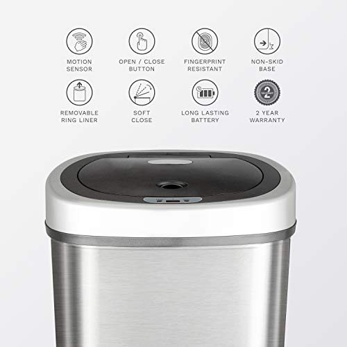 Automatic Touchless Infrared Motion Sensor Trash Can Combo Set, 13 Gal & 2 Gal Stainless Steel M81768