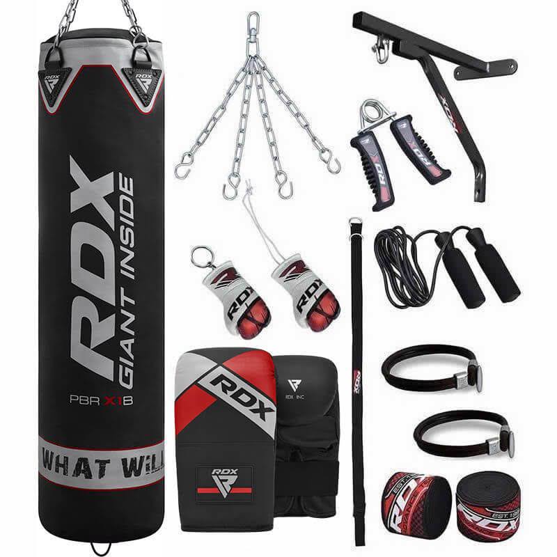 5ft Black Boxing Punch Bag & Mitts Cardio Workout Kit S4263