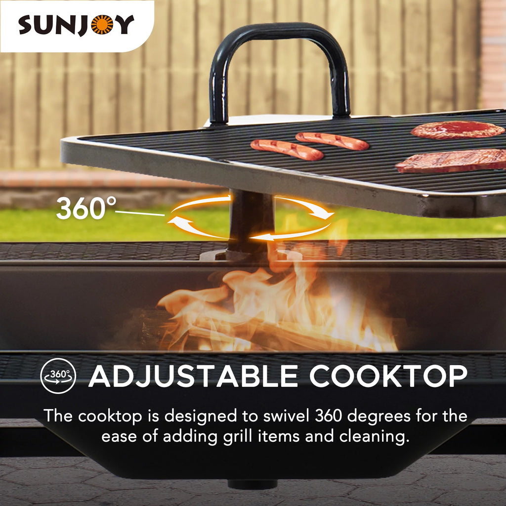 38 Inch Wood Burning Fire Pit with Grill Grate and Fire Poker Z60680
