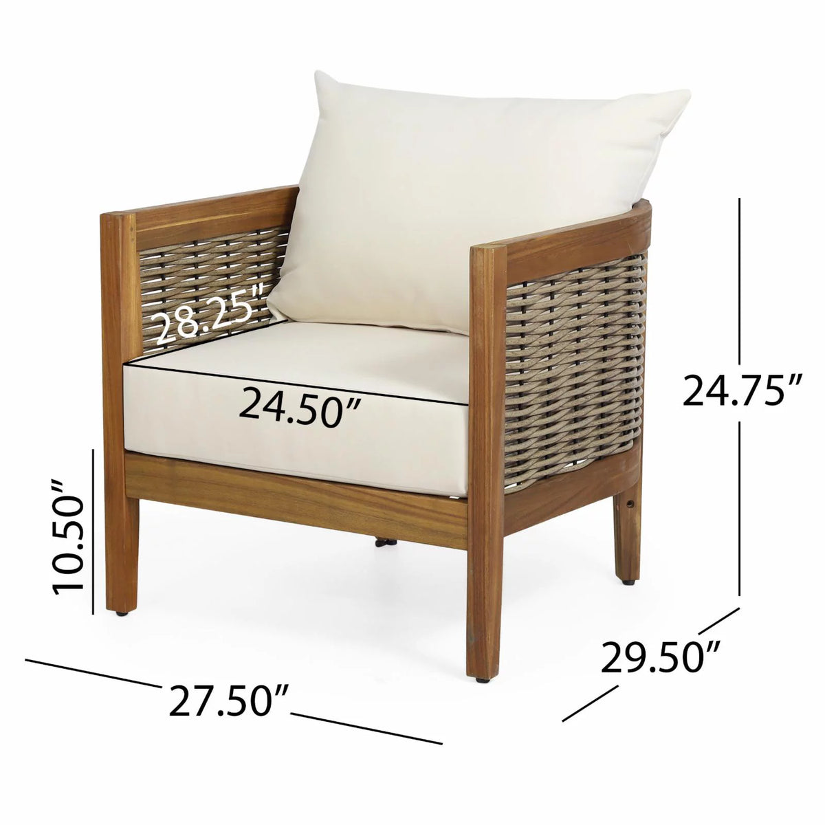 Acacia Wood Club Chairs with Cushions Set of 2 Z728536