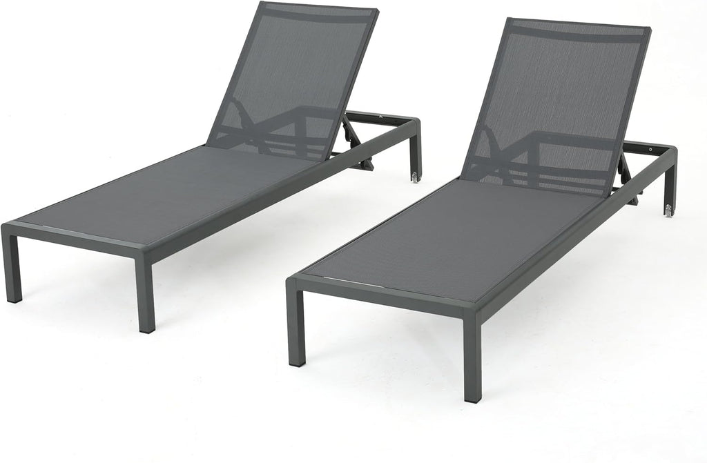 Grey Aluminum Chaise Lounges 2-Pcs Set X72747