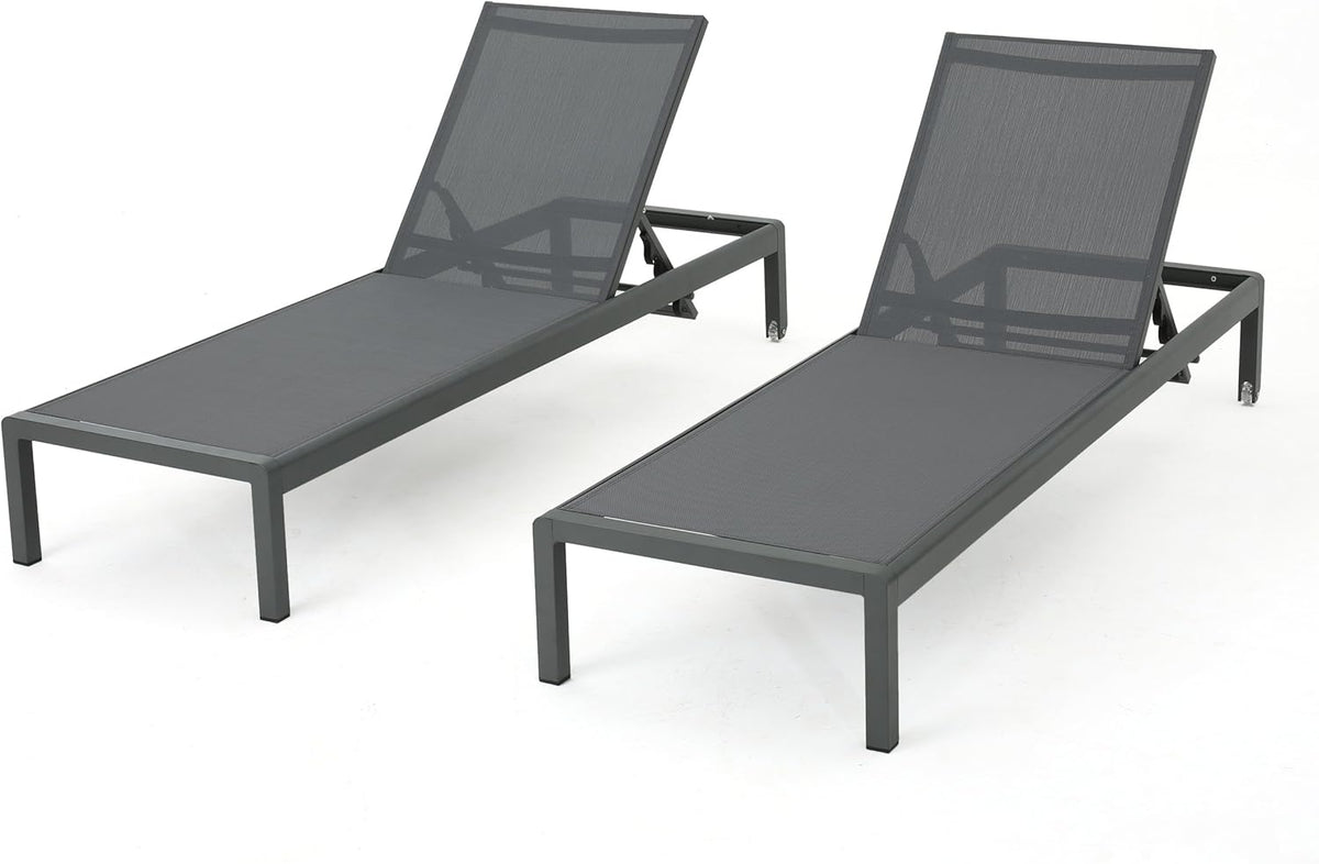 Grey Aluminum Chaise Lounges 2-Pcs Set X72747