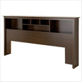 King Size Espresso Wood Bookcase Headboard Y525307