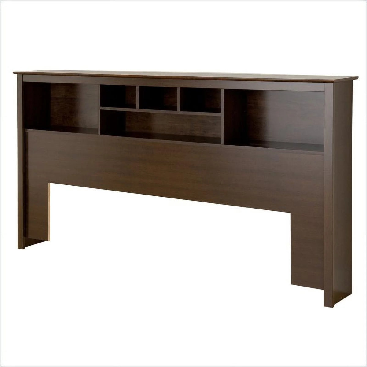 King Size Espresso Wood Bookcase Headboard Y525307
