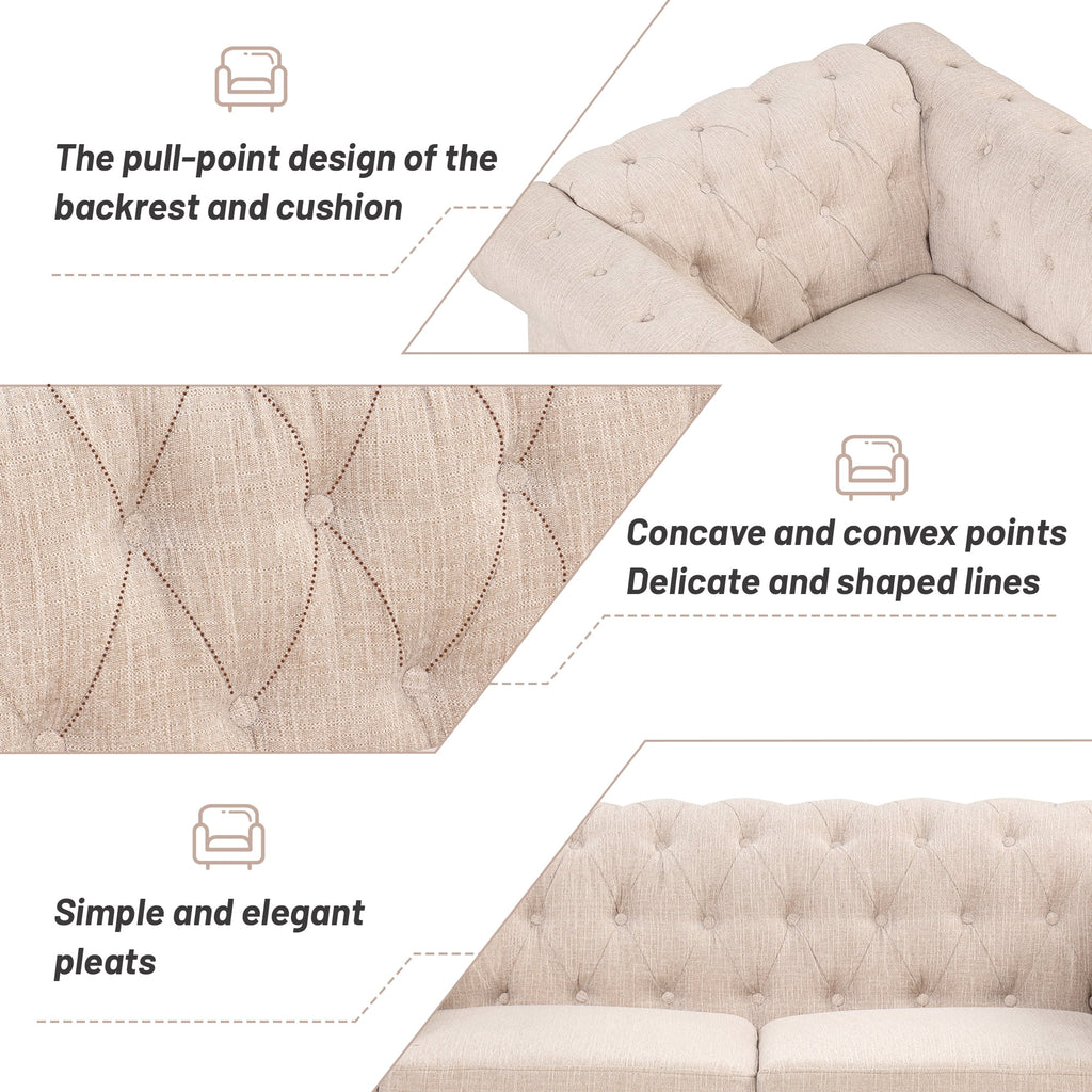 Dutch Velvet Tufted Sofa Set with Solid Wood Legs Y904
