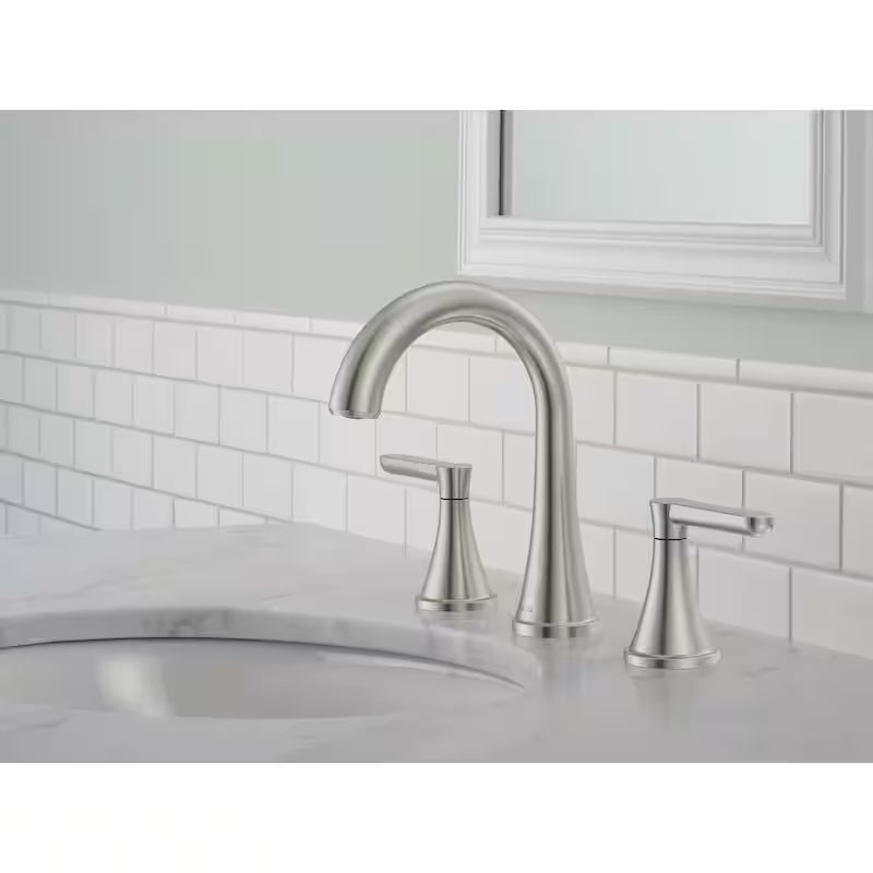 8 in. Widespread Double Handle Bathroom Faucet Brushed Nickel T654