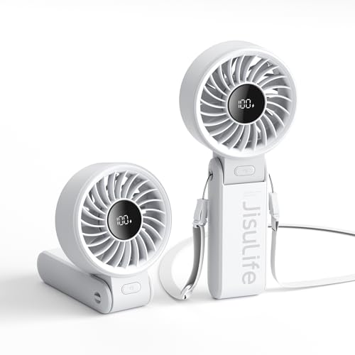 Handheld Fan High-Power Motor LED Display 5000mAh Rechargeable Foldable Black G36960